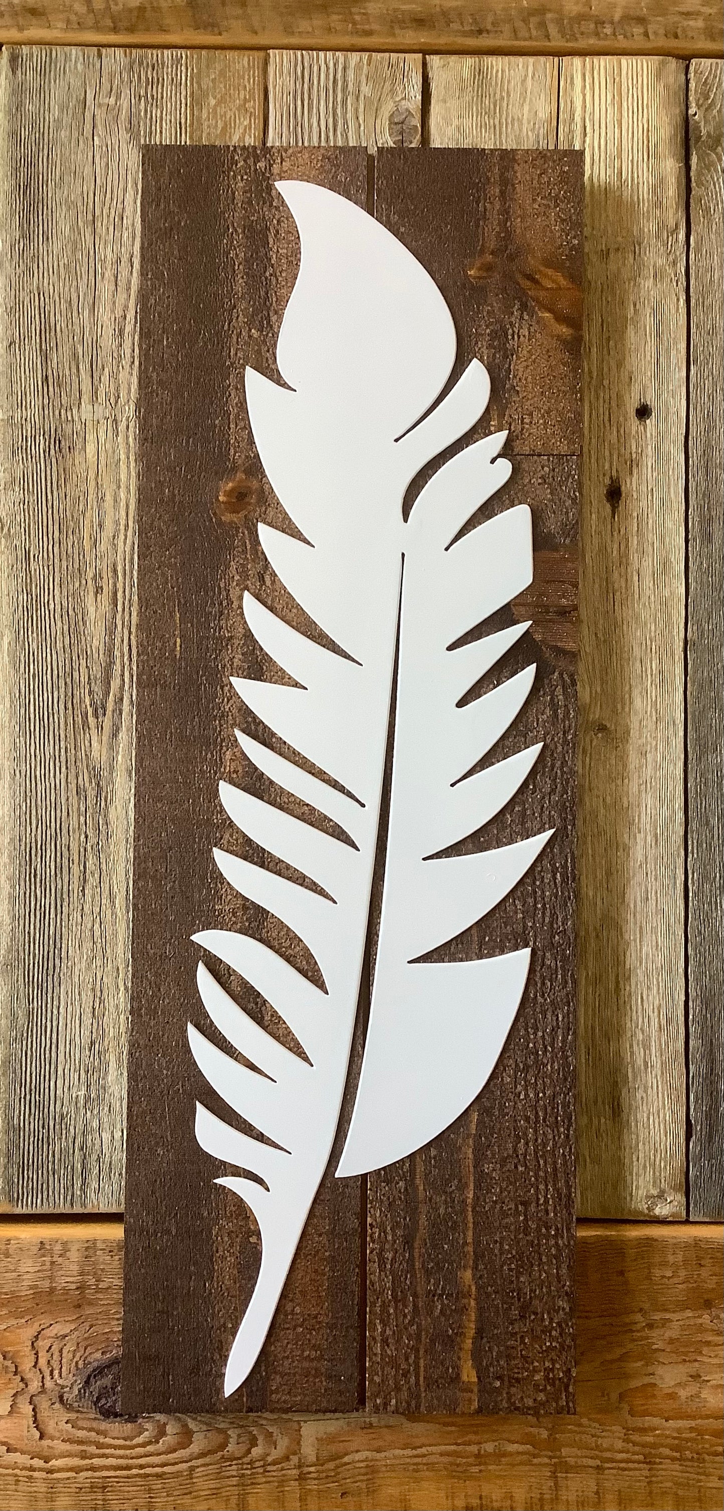 Feather Wall Art - Wood Background